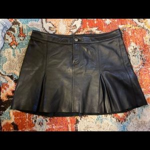 Joie Leather Pleated Mini Skirt